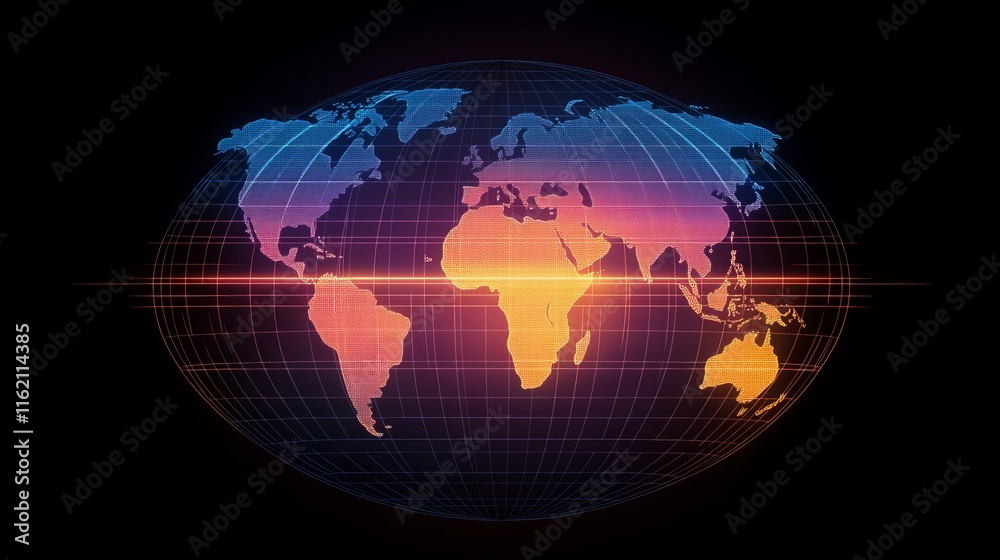 Poster global network data visualization world map