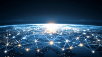 Obraz premium Global Network Connections Earth's Digital Infrastructure