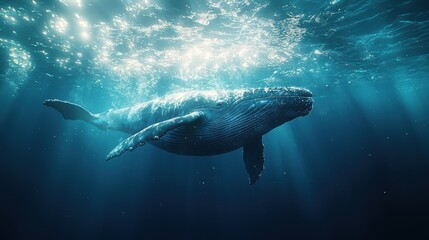 Fototapeta premium Majestic Humpback Whale Underwater