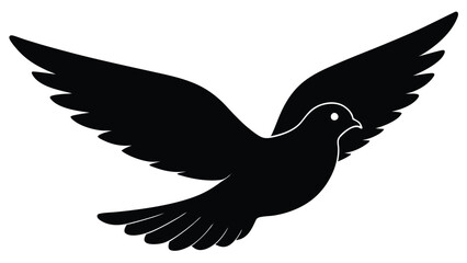 Hand drawn flying dove silhouette