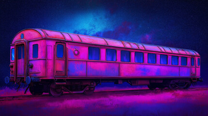 Fototapeta premium Train in snowy night.