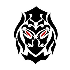 vector graphic illustration of tribal art design abstract devil face head for tattoo