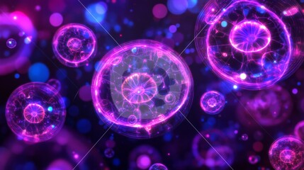 Obraz premium Glowing Plasma Spheres in Cosmic Nebula