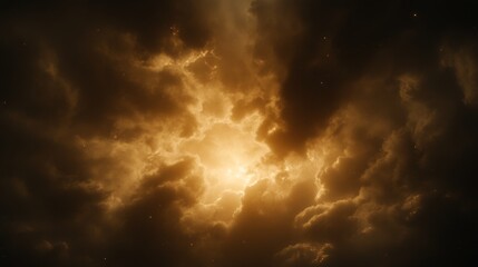 Golden Celestial Cloudscape A Cosmic Dawn