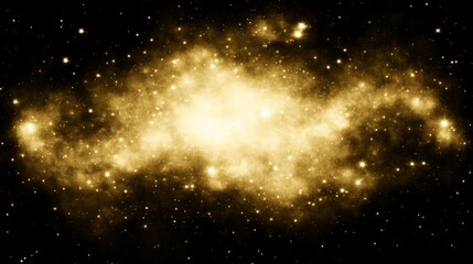 Fototapeta premium Golden Galactic Nebula Celestial Starfield Image
