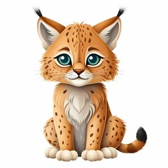 Stylized lynx vector art isolated on pure white canvas