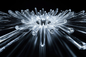 A mesmerizing radial arrangement of crystalline structures, radiating outwards from a central point, creating a captivating visual effect.