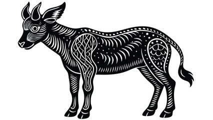 Hand drawn animal silhouette illustration