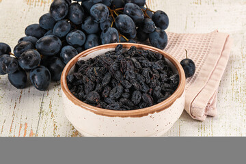 Dry ripe sweet blue raisin