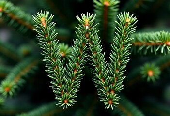 Elegant W Shaped Christmas Tree Adorned with Green Coniferous Branches and Decorative Needles for Holiday Cheer