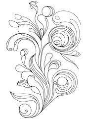 Doodle flowers background for coloring. Coloring page, art therapy for children and adults. Art line vector illustration.