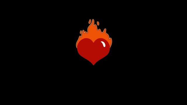 4k heart in fire animation 