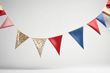 Fototapeta premium A festive 4th of July celebration with American flag bunting, colorful decorations, and a vintage pattern for a fun and vibrant party atmosphere