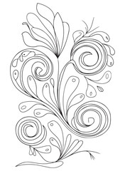 Doodle flowers background for coloring. Coloring page, art therapy for children and adults. Art line vector illustration.