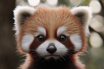 Cute red panda with fluffy fur  Cute red panda with fluffy fur  Cute red panda with fluffy fur