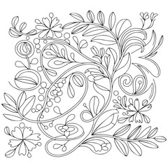 Flowers zentangle art Adult coloring page vector