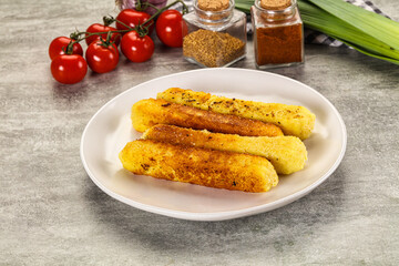 Crispy breaded mozarella cheese sticks