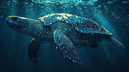 Fototapeta premium Majestic Sea Turtle Underwater