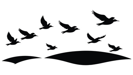 Silhouette of Birds at Sunset