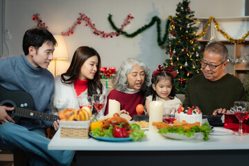Family Holiday Dinner Celebration, spending happy time together on holidays.