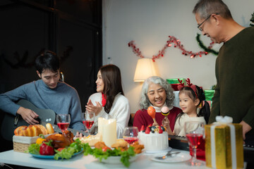 Family Holiday Dinner Celebration, spending happy time together on holidays.