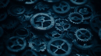 Interlocking Gears Complex Machine Mechanism Close-Up