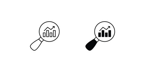 Market Research set icon with white background vector stock illustration