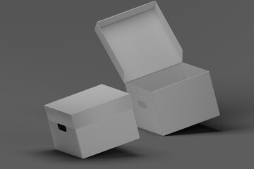 Clean and minimalist cardboard box mockup, perfect for packaging designs, branding concepts, or product storage displays.