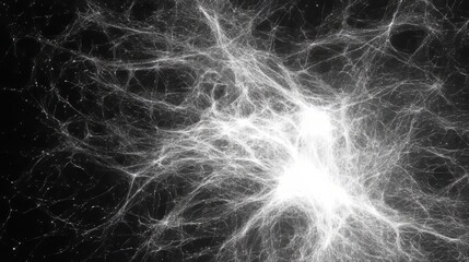Intricate White Network on Black Background Abstract Art