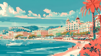 illustration of Cannes, France poster