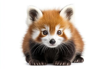 Fototapeta premium Young Red panda and Shining cat 7 months old portrait.