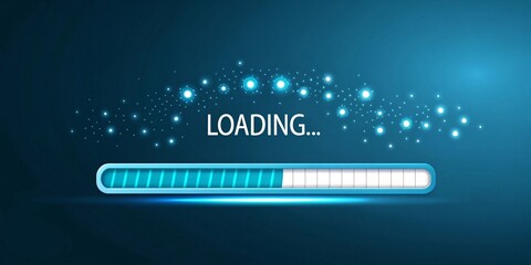Futuristic Loading Screen with Glowing Progress Bar & Cosmic Design V6