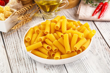 Italian cuisine - dry tortiglioni pasta