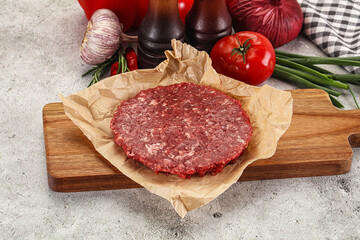 Raw beef burger cutlet minced meat