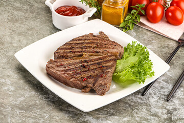 Delicus grilled beef steak with sauce
