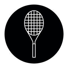 Big tennis racket line black icon. Sign for web page, mobile app,
