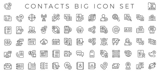 contacts outline icon set, contact database communication company