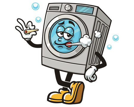 recommend clip art: Smoking Washing Machine,    Cartoon Character Mascot Illustration Vector Clip-art Hand-drawn Logo Design