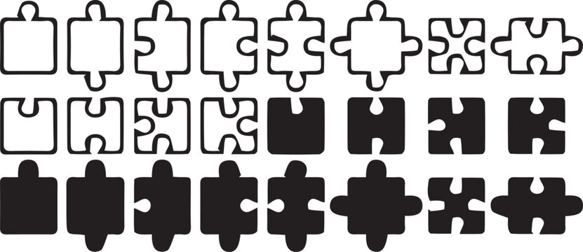 Black & White silhouette Puzzle Pices