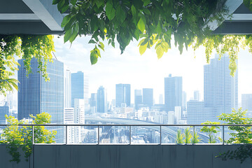 Urban Oasis: Sustainable City View from Balcony