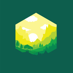 Vector landscape design with beautiful colors and flat design, suitable for holiday design or editing.