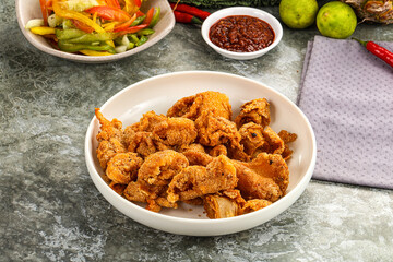 Golden crispy Breaded calamari snack