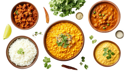 Traditional South Indian meal isolated transparent background