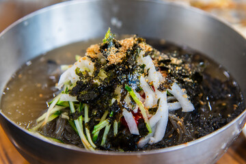water buckwheat noodles in the bowl