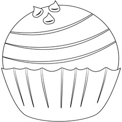 chocolate dessert, sweet food, line design, coloring book