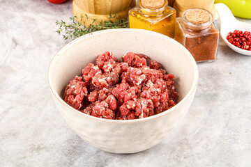 Raw beef minced meat for cooking