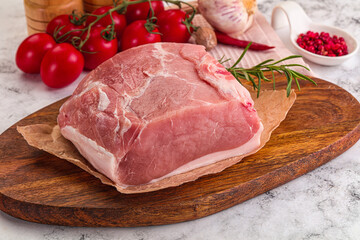 Raw pork meat piece for cooking