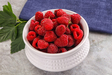 Ripe sweet and juicy organic raspberry