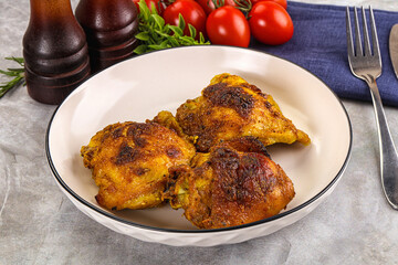 Roasted chicken thighs  with spices