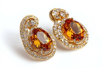 jewelry brooch with blue crystals isolated on white background